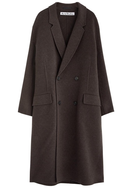 Herringbone-weave wool-blend coat 