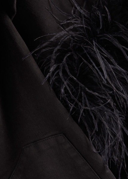 Roxie feather-trimmed straight-leg jeans
