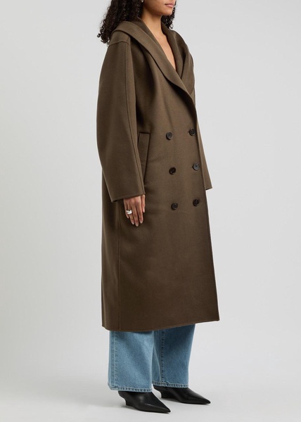 Layered scarf-effect wool coat 