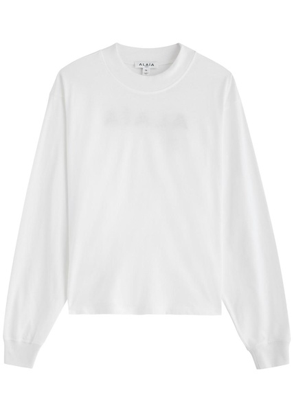 Logo-embroidered cotton top
