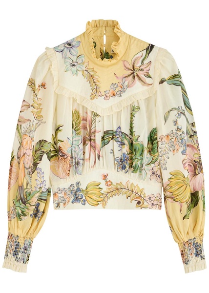 Oleander floral-print woven blouse