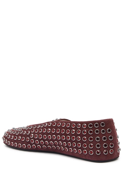 Crystal-embellished suede ballet flats