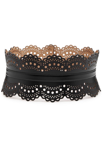 Bustier laser-cut leather belt