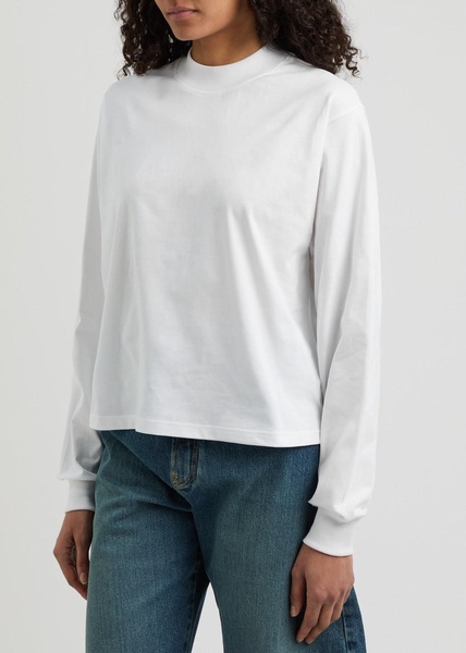 Logo-embroidered cotton top