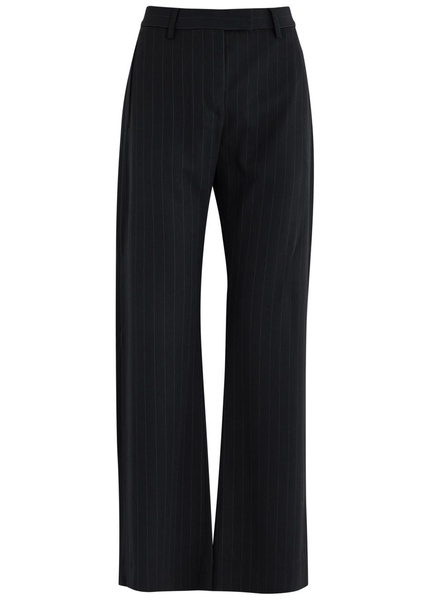 Pinstriped straight-leg twill trousers