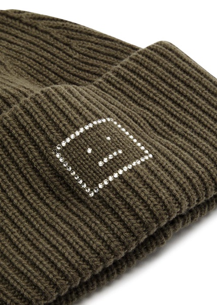 Pansy embellished wool beanie
