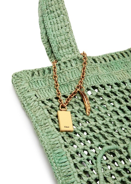 Summer Banana logo raffia tote