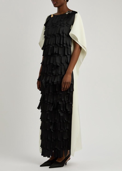Laser-cut satin and twill gown