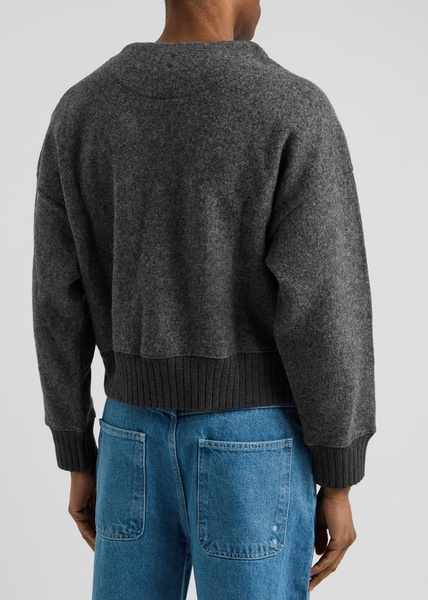 Logo-embroidered wool cardigan