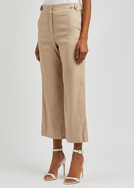 Aubrie cropped linen-blend trousers