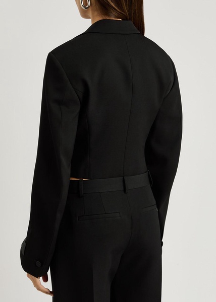 Double-breasted cropped wool blazer