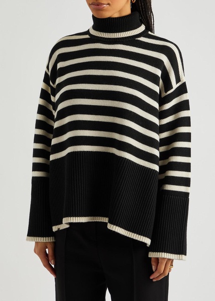 Striped roll-neck wool-blend jumper 