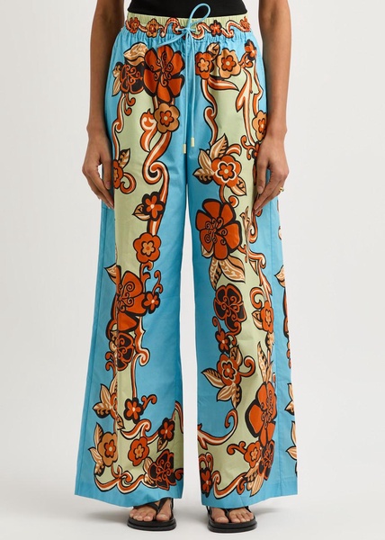 Ondine printed cotton-poplin trousers