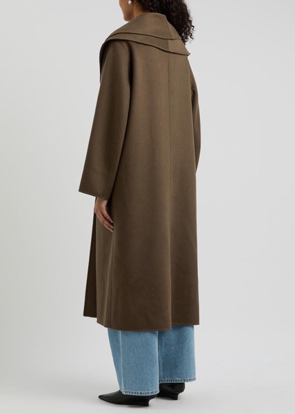 Layered scarf-effect wool coat 