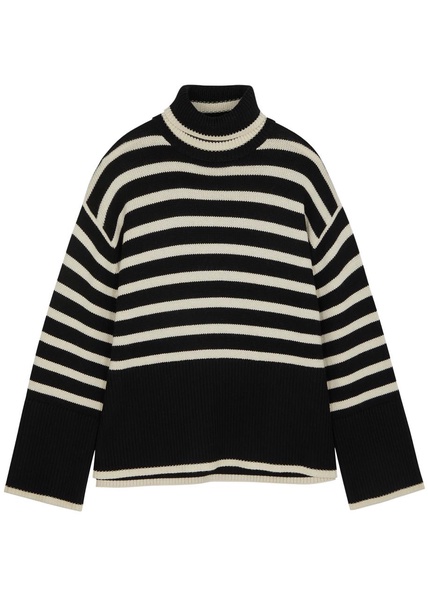 Striped roll-neck wool-blend jumper 
