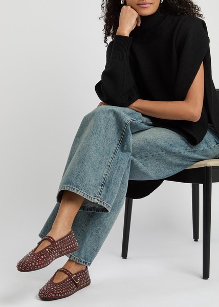 Crystal-embellished suede ballet flats