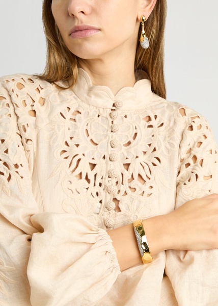 Solanales crystal-embellished 14kt gold-plated cuff