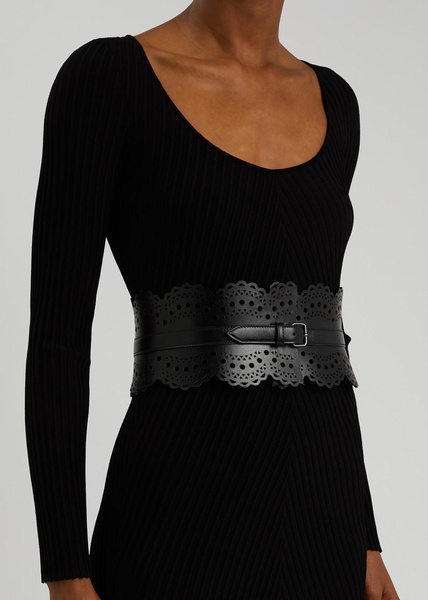 Bustier laser-cut leather belt