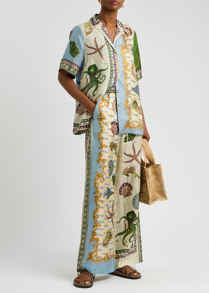 Bath House printed silk-satin trousers