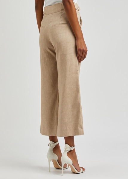 Aubrie cropped linen-blend trousers