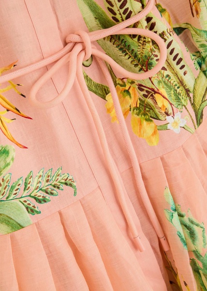 Papaya printed flax maxi shirt dress