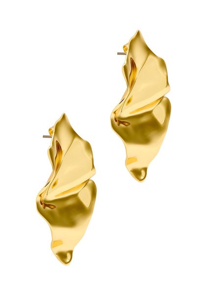 Crumpled small 14kt gold-plated drop earrings
