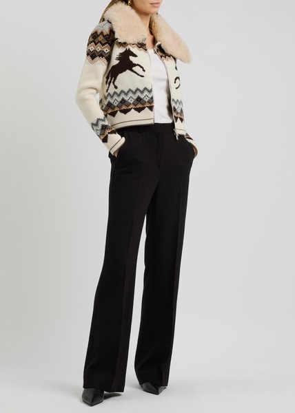 Fair isle intarsia wool cardigan