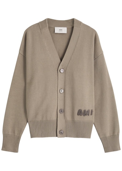 Logo-embroidered cotton-blend cardigan