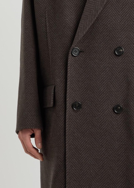 Herringbone-weave wool-blend coat 