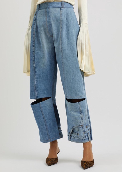 Cut-out straight-leg jeans