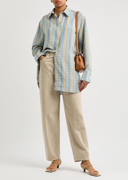 Checked linen-blend shirt 
