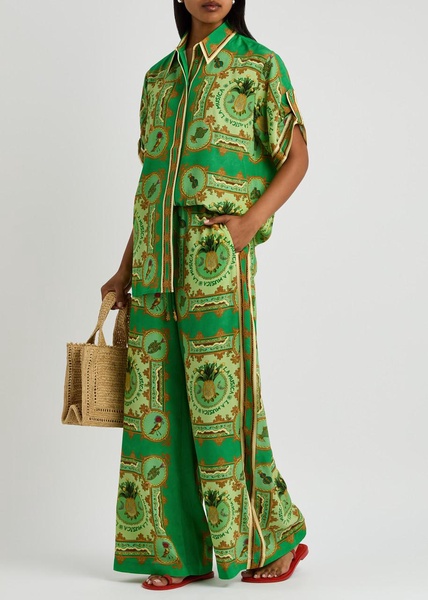 La Musica printed wide-leg silk trousers