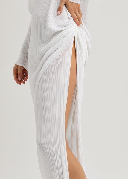 Off-the-shoulder plissé maxi dress 