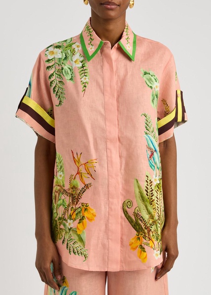 Papaya printed flax shirt