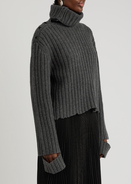 Ribbed wool-blend jumper