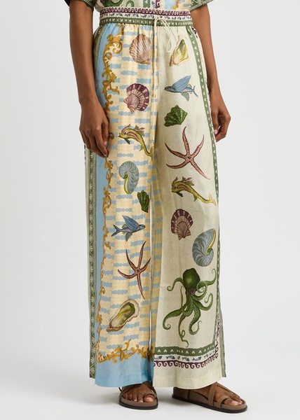 Bath House printed silk-satin trousers
