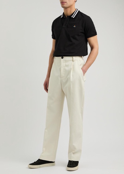 Orb-embroidered piqué cotton polo shirt 