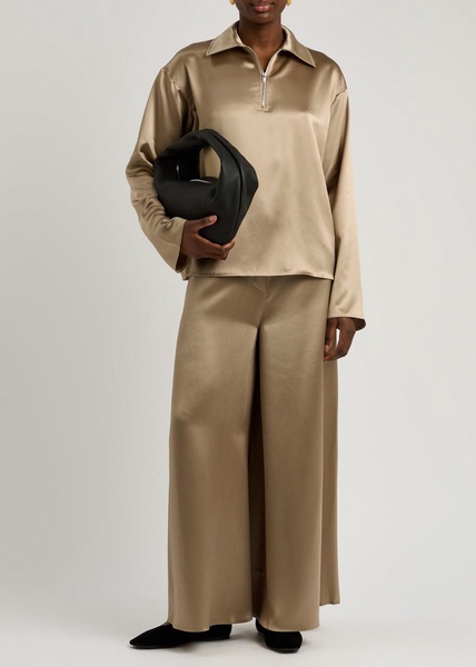 Zaniah cropped flared-leg satin trousers