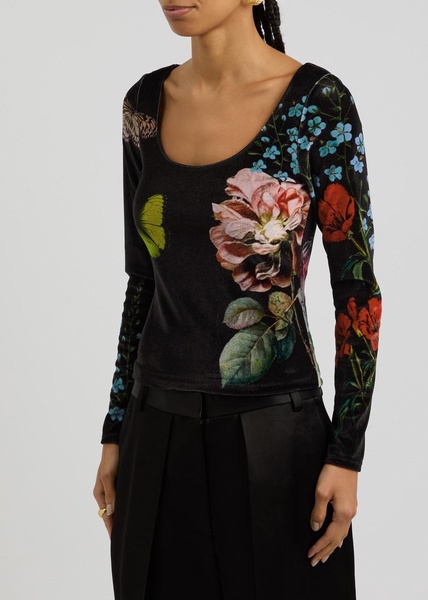 Delaina printed velvet top