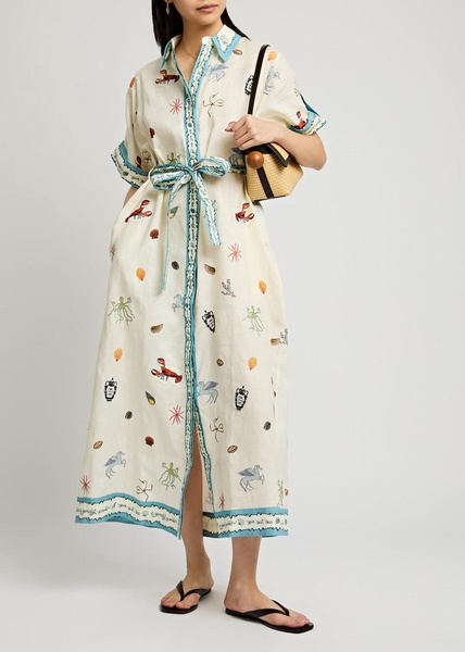 Sandy embroidered maxi shirt dress