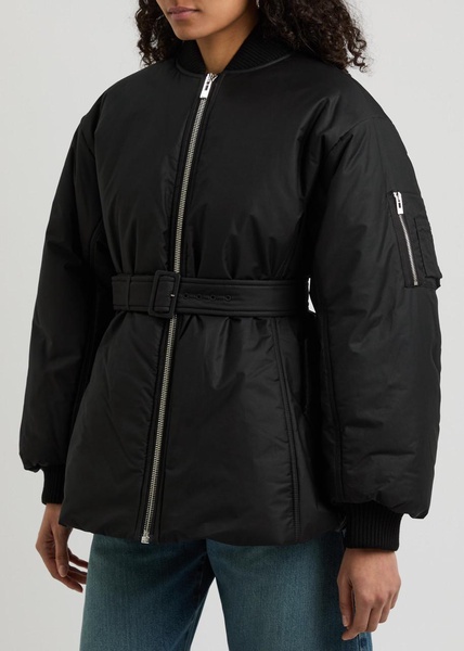Belted cotton-blend bomber jacket