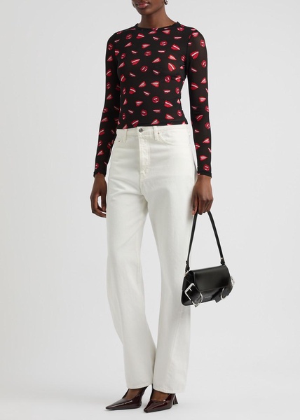 X Tom Wesselmann Delaina printed sheer mesh top