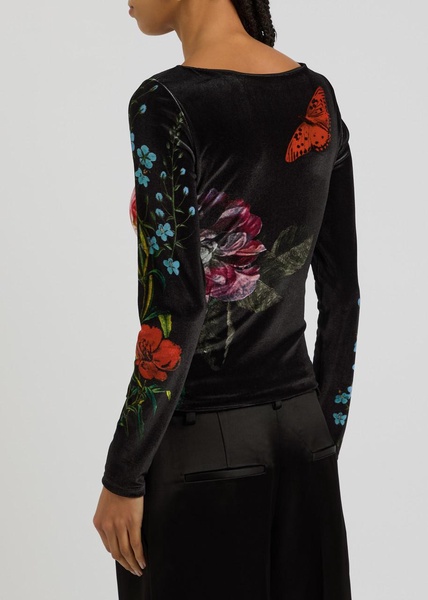Delaina printed velvet top