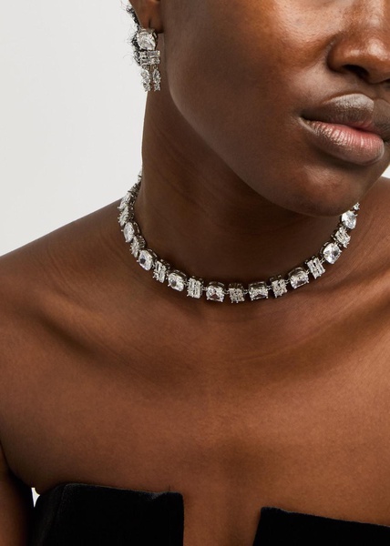 Crystal-embellished drop earrings