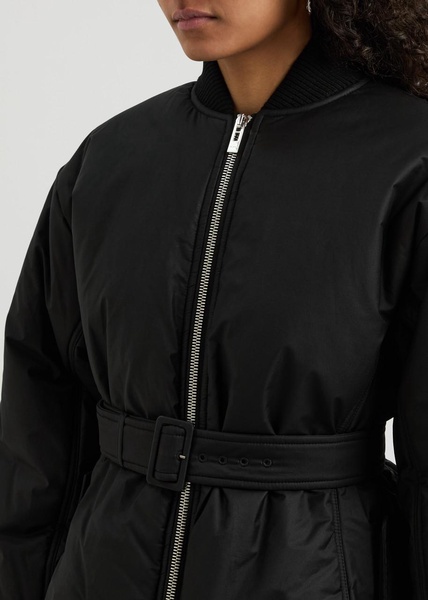 Belted cotton-blend bomber jacket