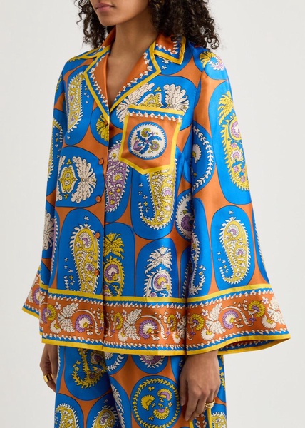 Luis printed silk-twill shirt