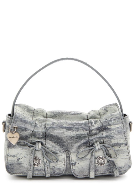 Mini Multipocket metallic-suede top handle bag 