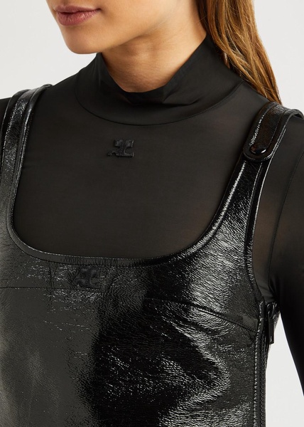 Chasuble crinkled vinyl mini dress