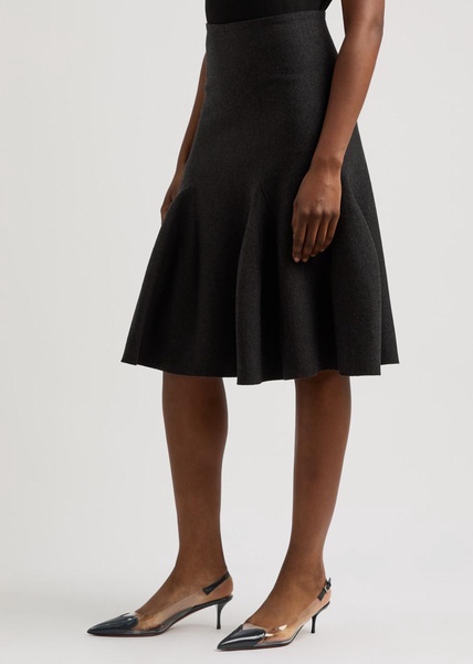 Flared wool-blend skirt