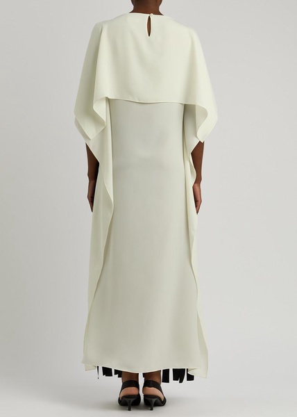 Laser-cut satin and twill gown